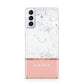 Personalised Marble With Name Initials Pink Samsung S21 Plus Case