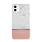 Personalised Marble With Name Initials Pink iPhone 11 3D Snap Case