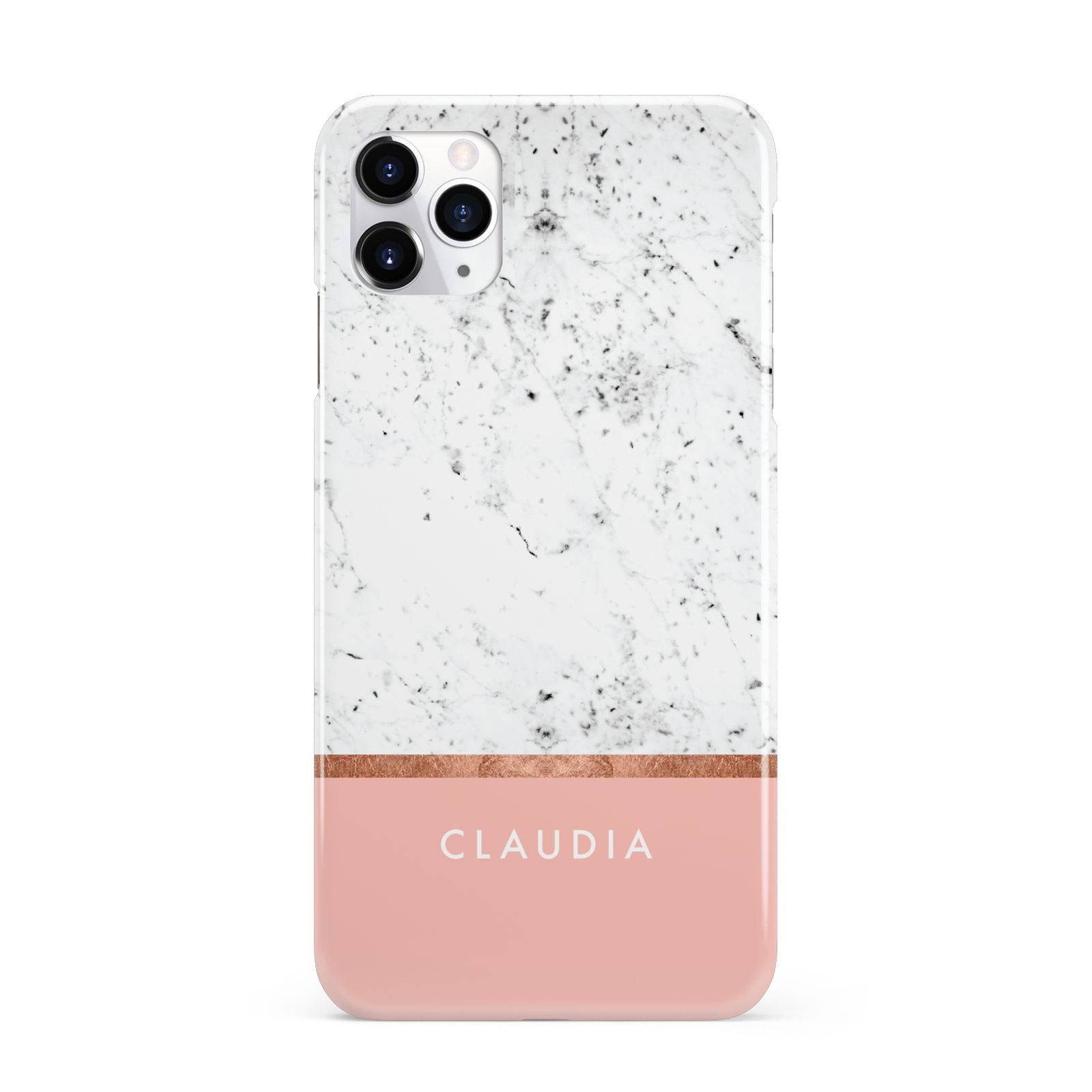 Personalised Marble With Name Initials Pink iPhone 11 Pro Max 3D Snap Case