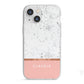 Personalised Marble With Name Initials Pink iPhone 13 Mini TPU Impact Case with White Edges