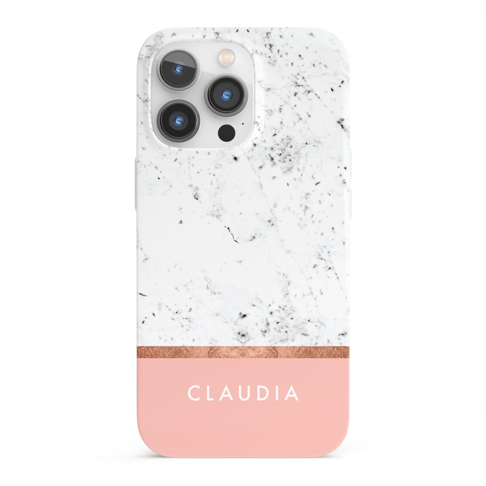 Personalised Marble With Name Initials Pink iPhone 13 Pro Full Wrap 3D Snap Case