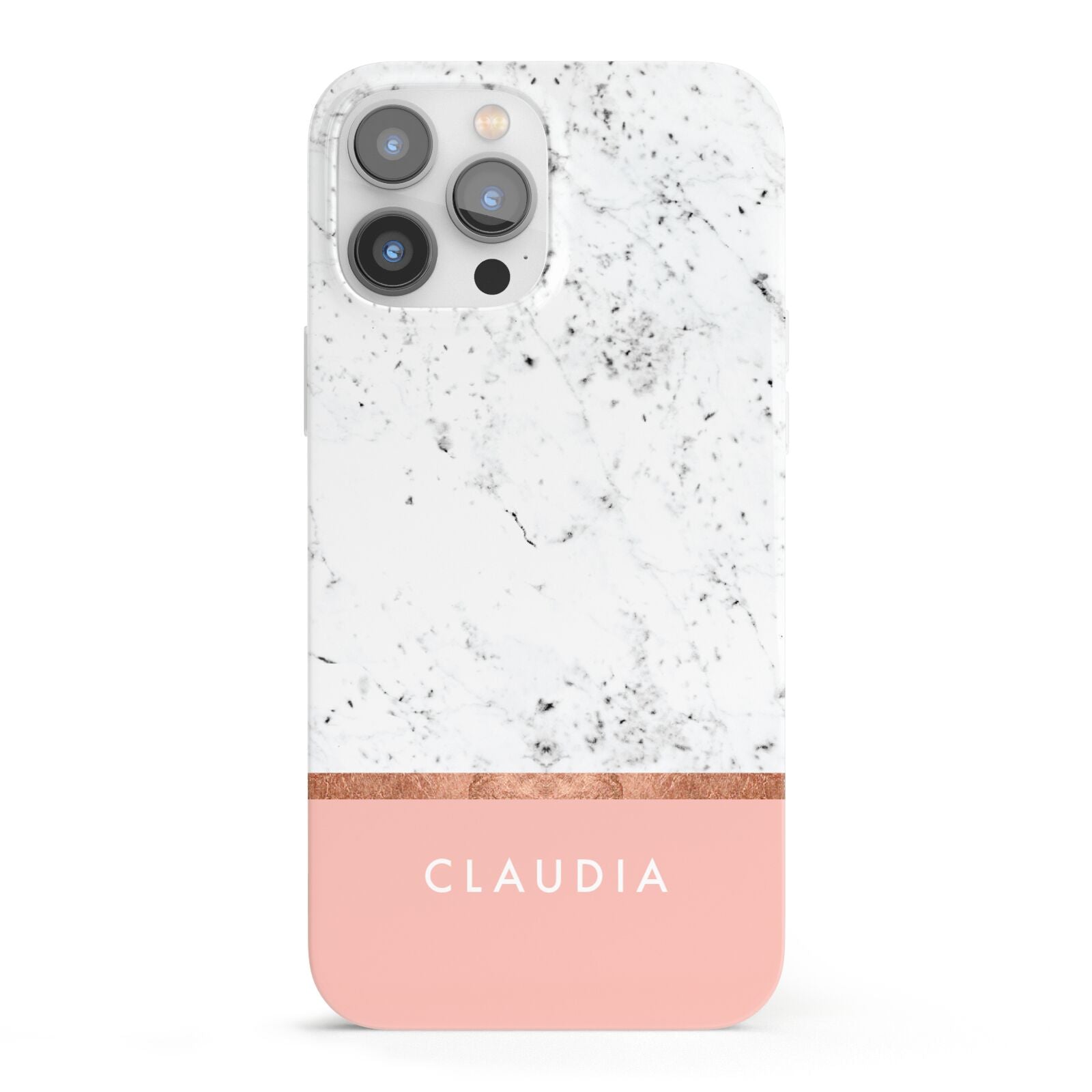 Personalised Marble With Name Initials Pink iPhone 13 Pro Max Full Wrap 3D Snap Case