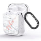 Personalised Marble with Pink Glitter Text AirPods Glitter Case Side Image