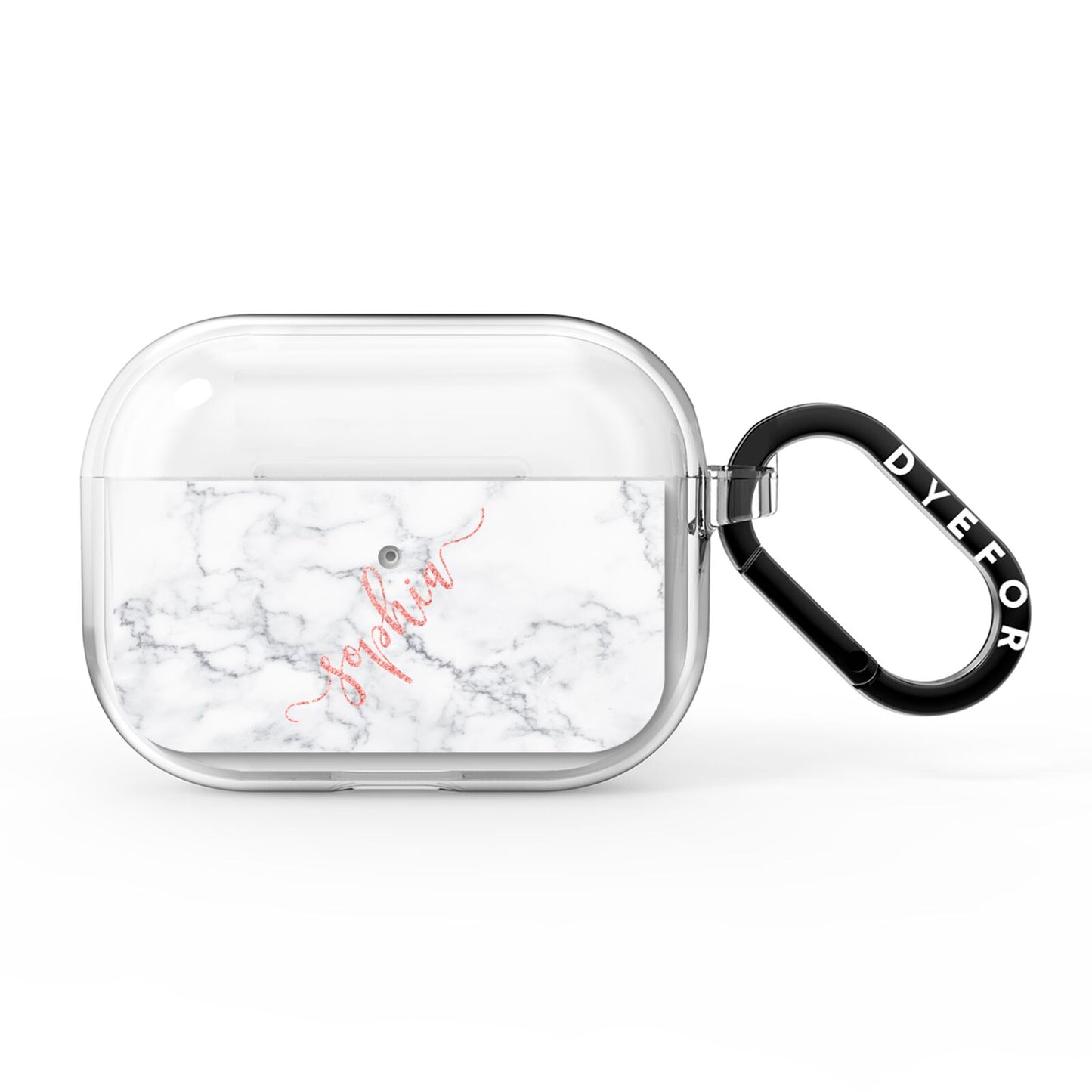Personalised Marble with Pink Glitter Text AirPods Pro Clear Case