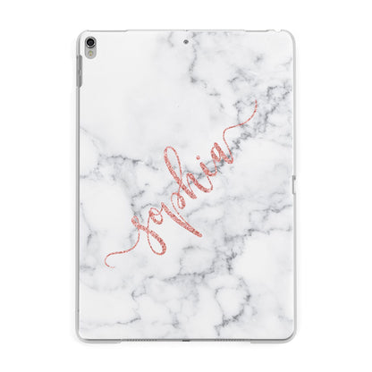 Personalised Marble with Pink Glitter Text Apple iPad Silver Case