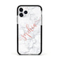 Personalised Marble with Pink Glitter Text Apple iPhone 11 Pro in Silver with Black Impact Case