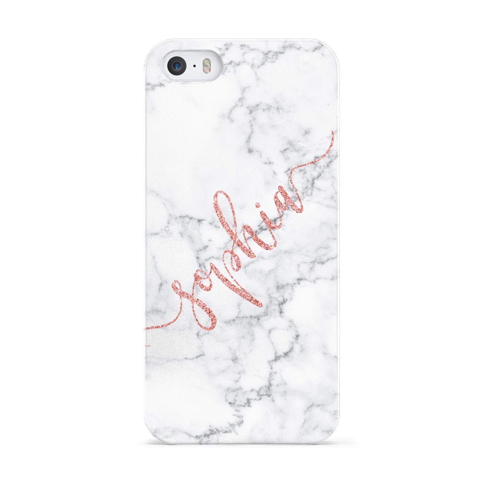 Personalised Marble with Pink Glitter Text Apple iPhone 5 Case