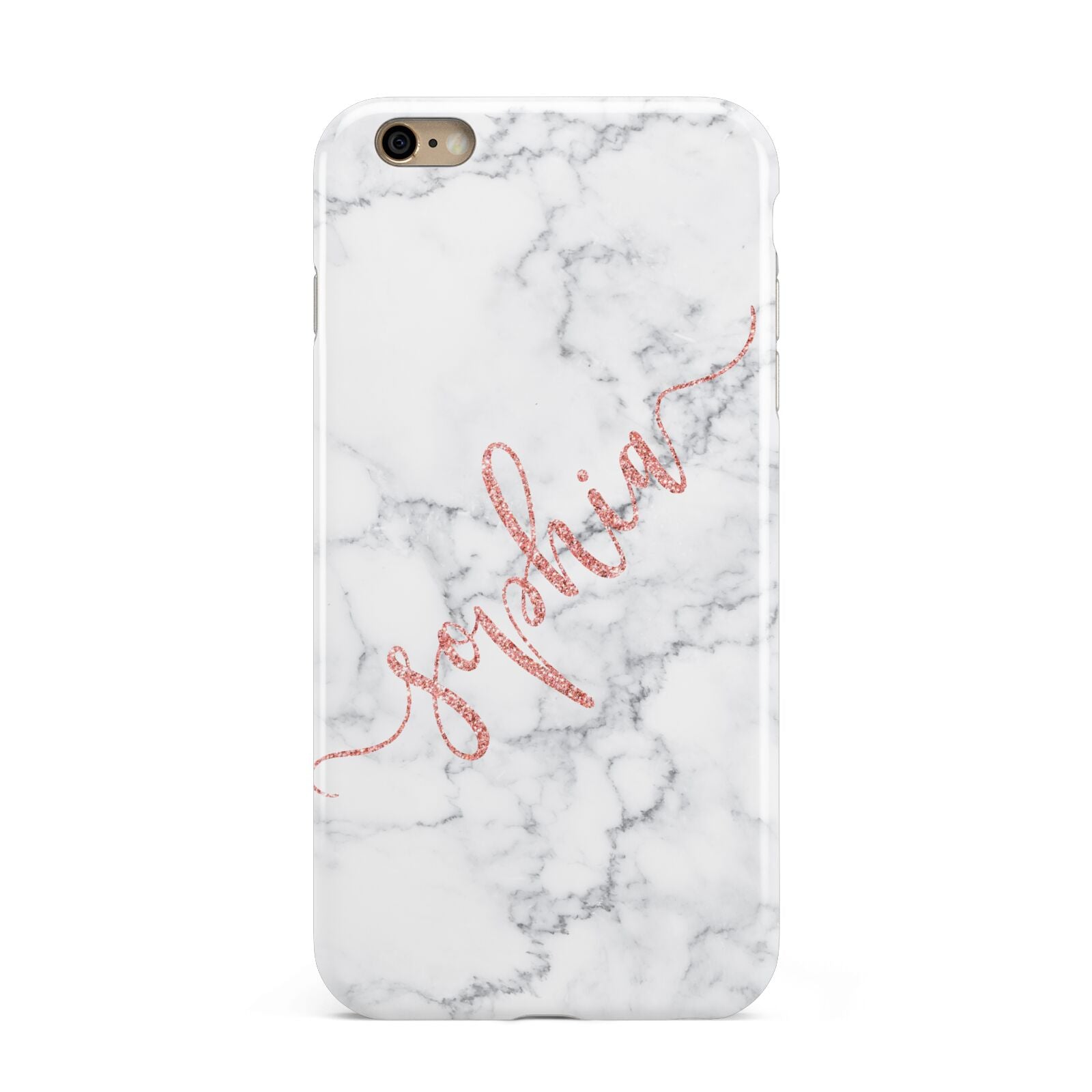 Personalised Marble with Pink Glitter Text Apple iPhone 6 Plus 3D Tough Case