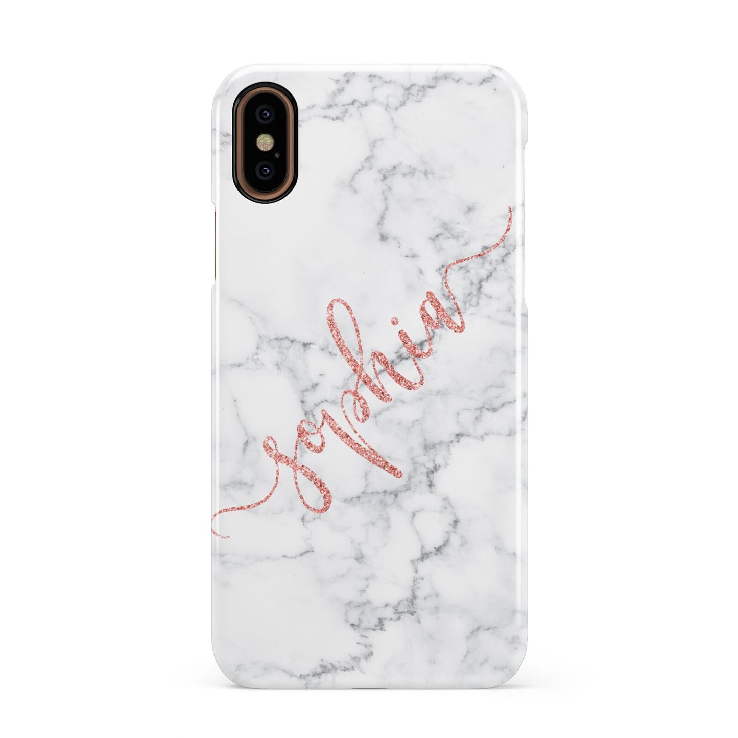 Personalised Marble with Pink Glitter Text Apple iPhone XS 3D Snap Case