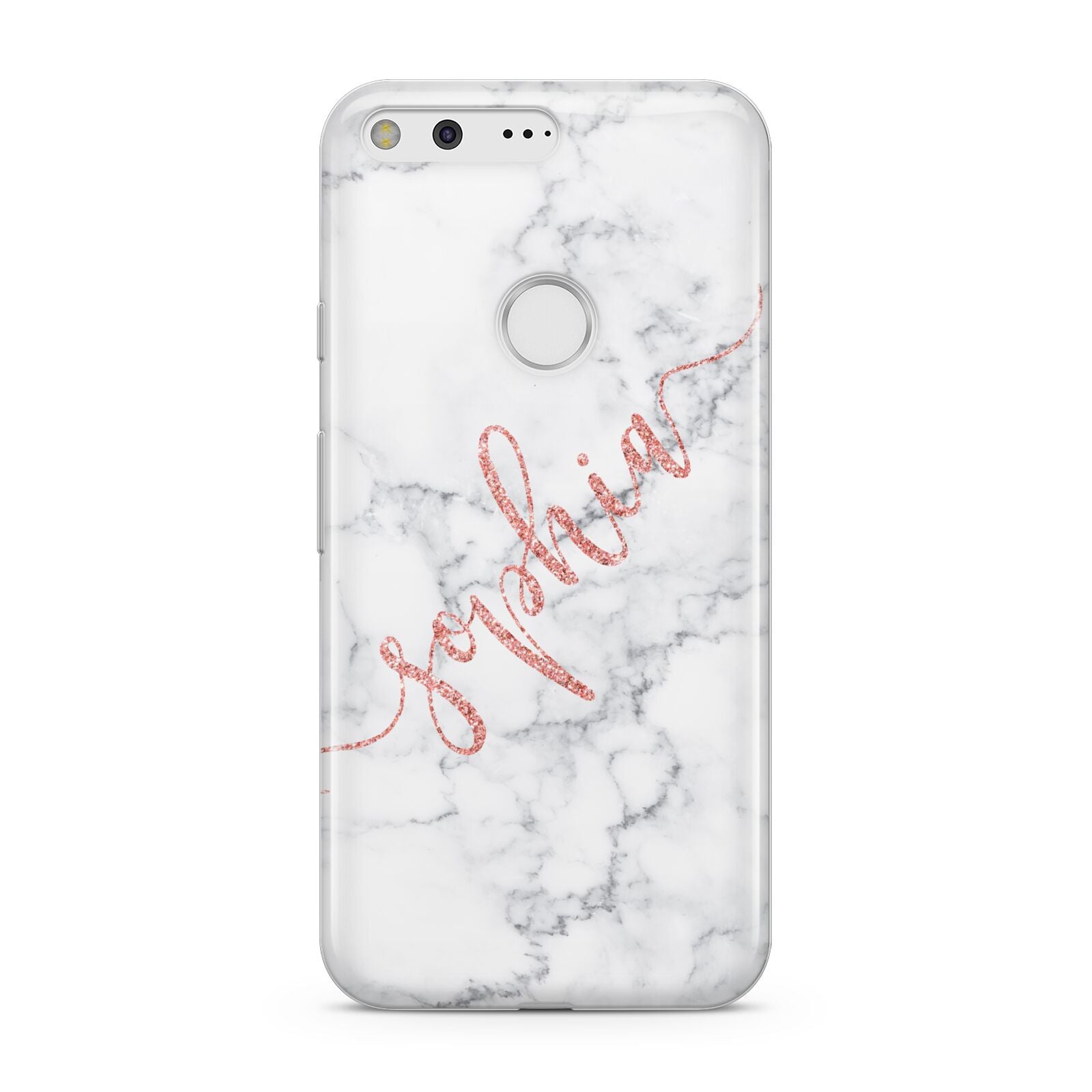 Personalised Marble with Pink Glitter Text Google Pixel Case