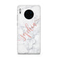 Personalised Marble with Pink Glitter Text Huawei Mate 30