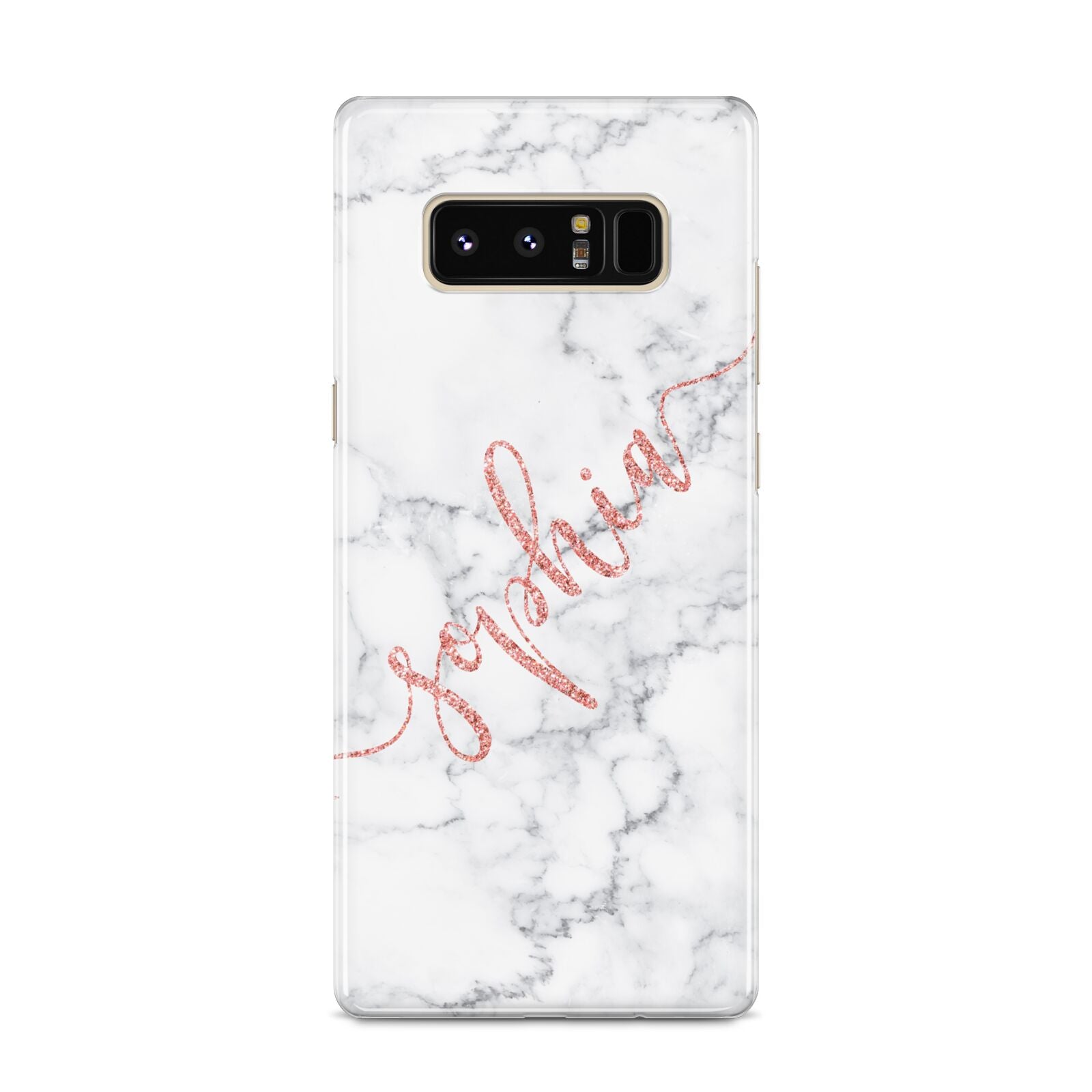 Personalised Marble with Pink Glitter Text Samsung Galaxy S8 Case