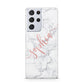 Personalised Marble with Pink Glitter Text Samsung S21 Ultra Case