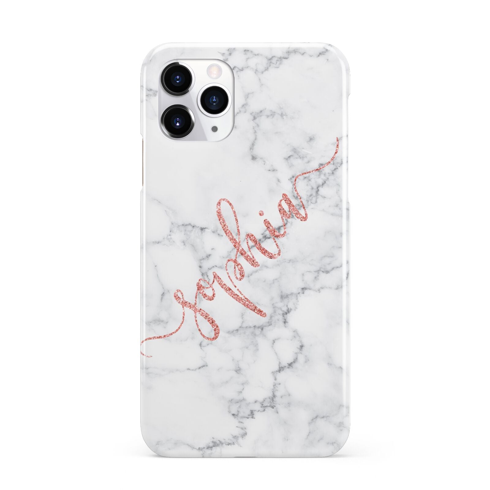 Personalised Marble with Pink Glitter Text iPhone 11 Pro 3D Snap Case
