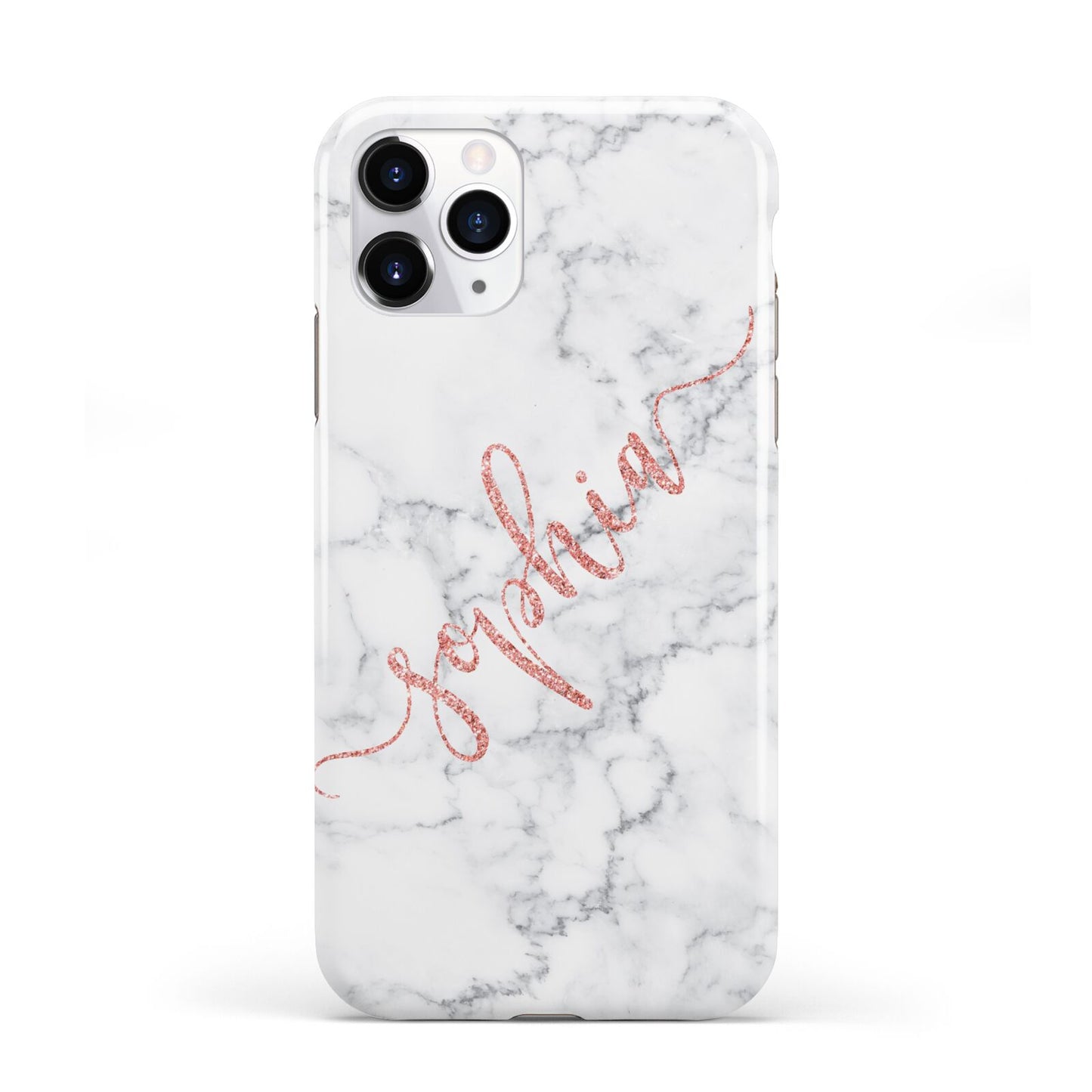 Personalised Marble with Pink Glitter Text iPhone 11 Pro 3D Tough Case
