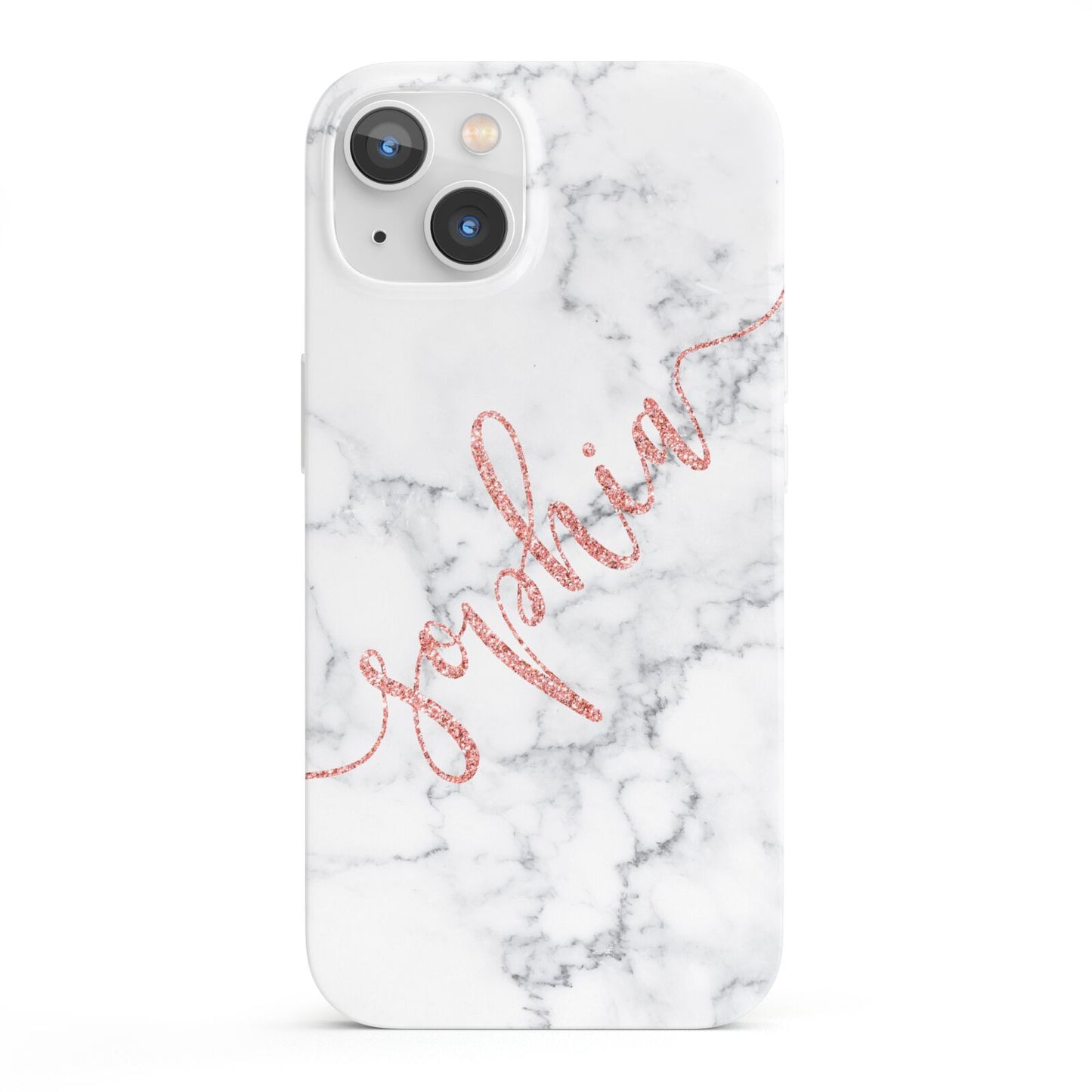 Personalised Marble with Pink Glitter Text iPhone 13 Full Wrap 3D Snap Case