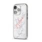 Personalised Marble with Pink Glitter Text iPhone 14 Pro Clear Tough Case Silver Angled Image