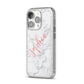 Personalised Marble with Pink Glitter Text iPhone 14 Pro Glitter Tough Case Silver Angled Image