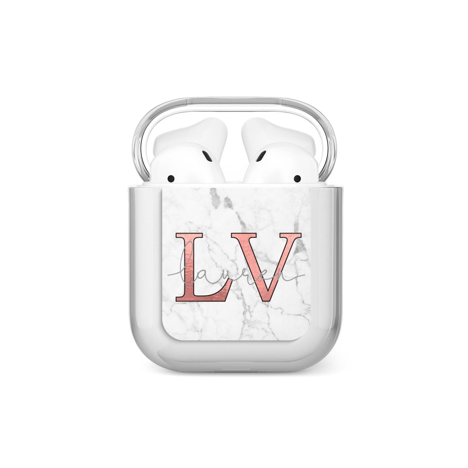 Personalised Marble with Rose Gold Initials AirPods Case
