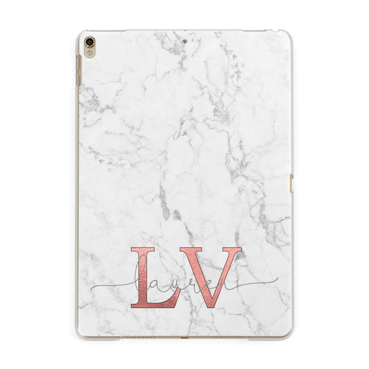 Personalised Marble with Rose Gold Initials Apple iPad Gold Case