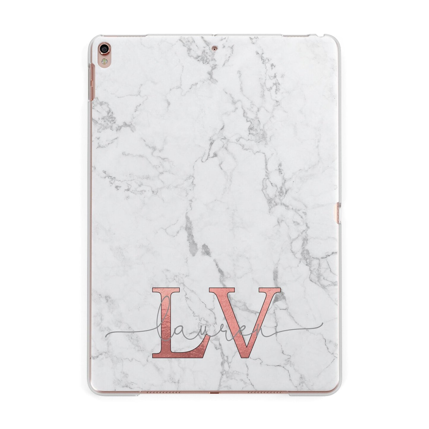 Personalised Marble with Rose Gold Initials Apple iPad Rose Gold Case