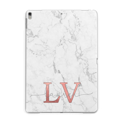 Personalised Marble with Rose Gold Initials Apple iPad Silver Case