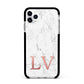 Personalised Marble with Rose Gold Initials Apple iPhone 11 Pro Max in Silver with Black Impact Case