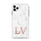 Personalised Marble with Rose Gold Initials Apple iPhone 11 Pro Max in Silver with White Impact Case