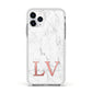 Personalised Marble with Rose Gold Initials Apple iPhone 11 Pro in Silver with White Impact Case