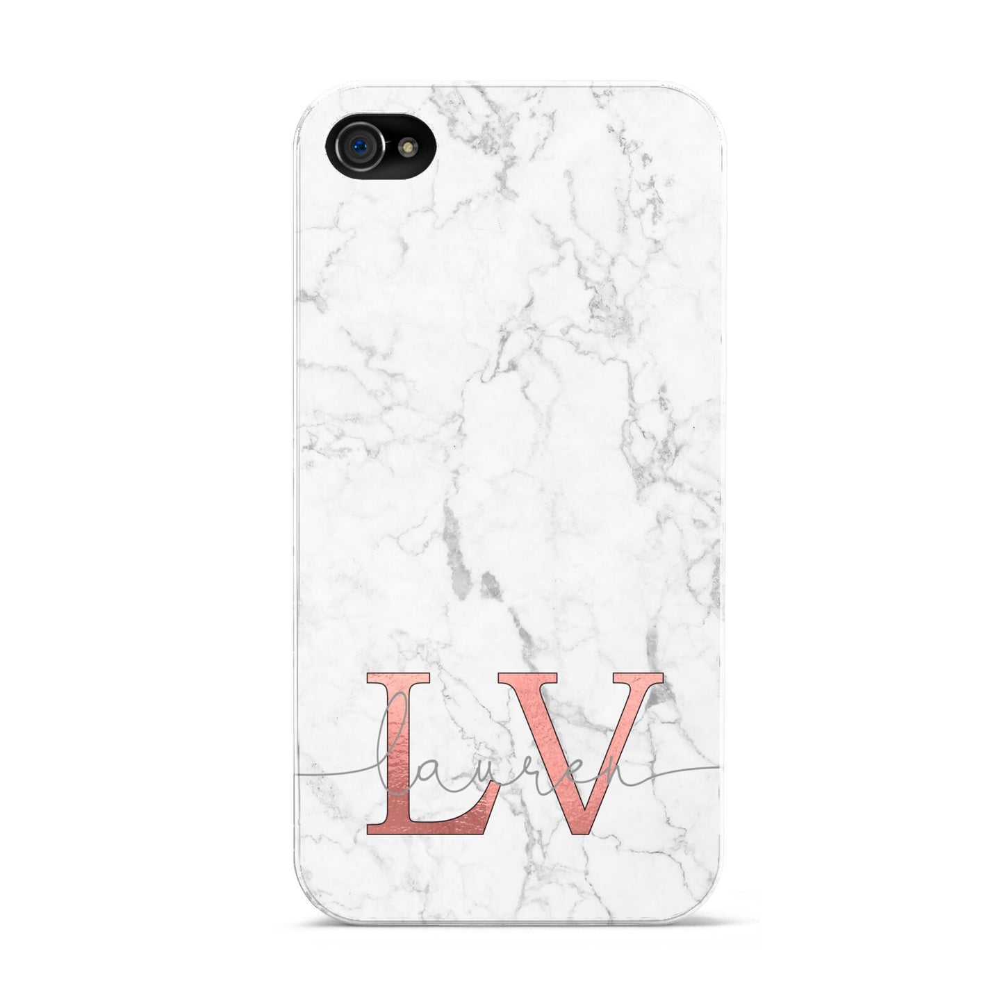 Personalised Marble with Rose Gold Initials Apple iPhone 4s Case