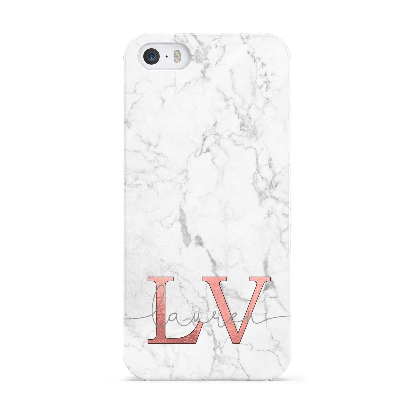 Personalised Marble with Rose Gold Initials Apple iPhone 5 Case