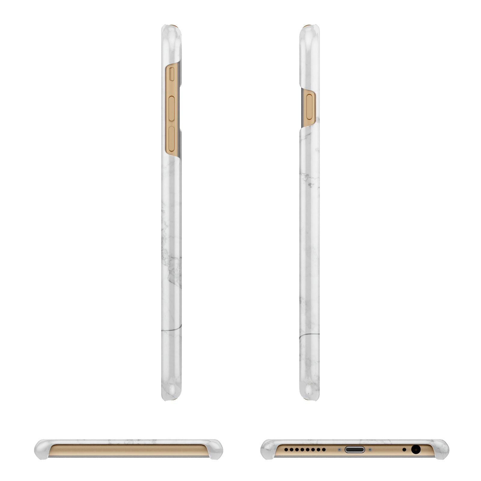 Personalised Marble with Rose Gold Initials Apple iPhone 6 Plus 3D Wrap Snap Case Angled Images