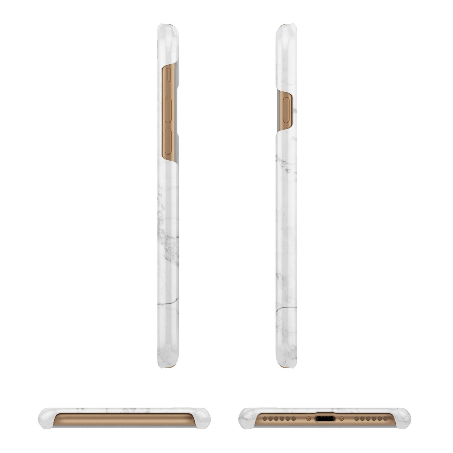 Personalised Marble with Rose Gold Initials Apple iPhone 7 8 3D Wrap Snap Case Angled Images