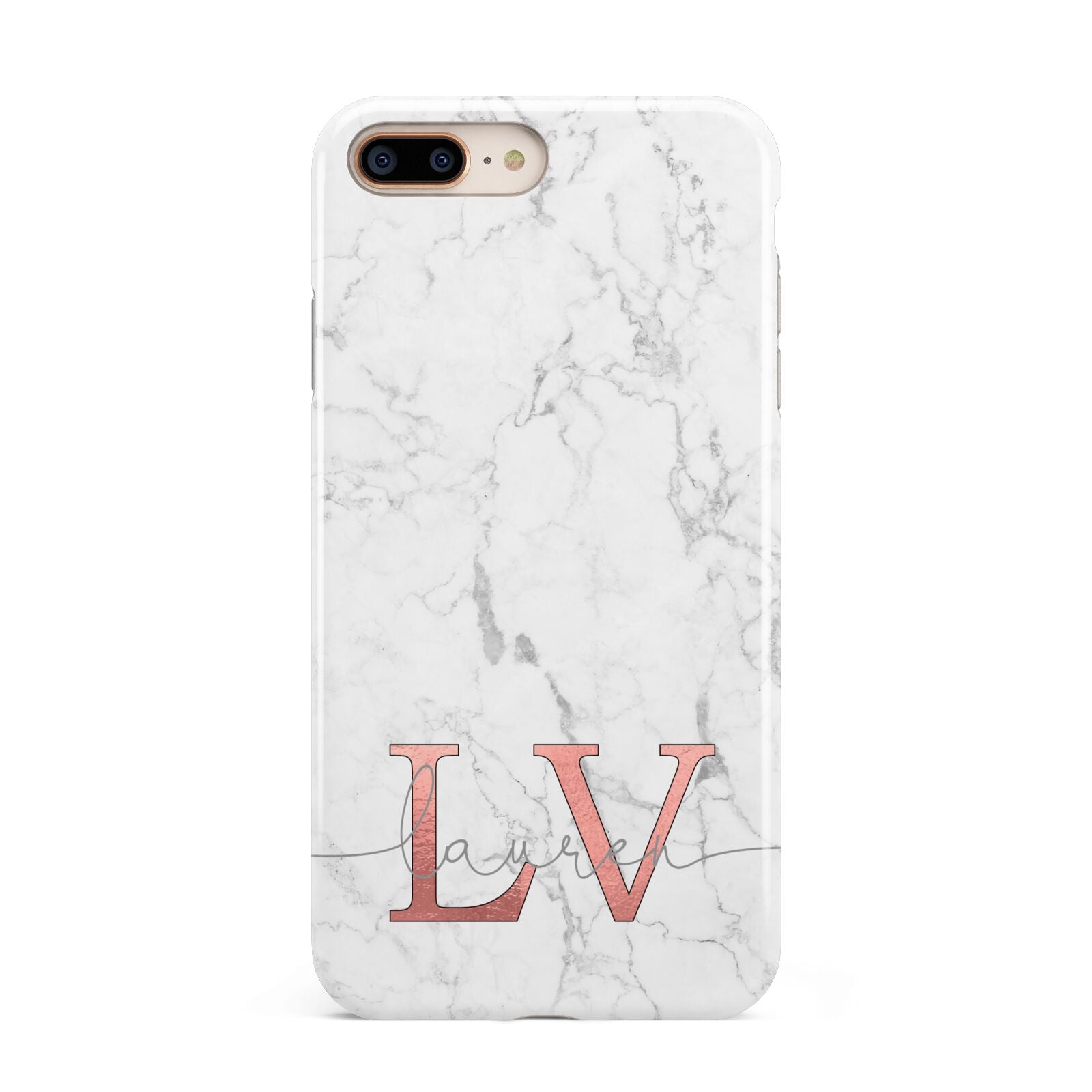 Personalised Marble with Rose Gold Initials Apple iPhone 7 8 Plus 3D Tough Case