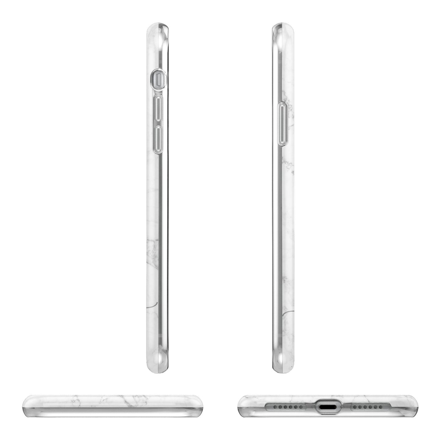 Personalised Marble with Rose Gold Initials Apple iPhone XR in White with 3D Wrap Tough Case Alternative Image Angles