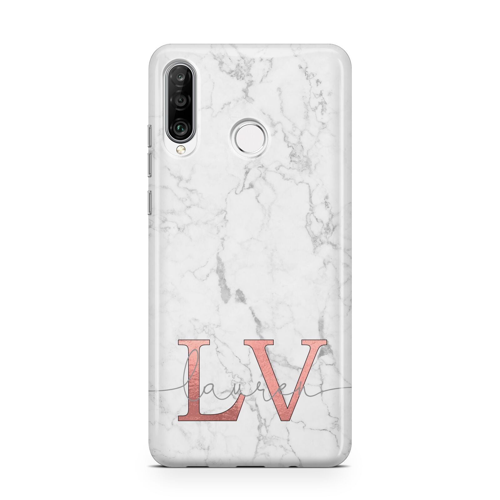 Personalised Marble with Rose Gold Initials Huawei P30 Lite Phone Case