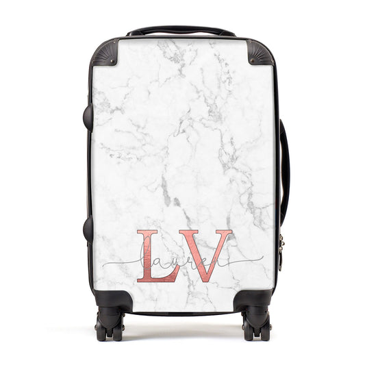 Personalised Marble with Rose Gold Initials Suitcase