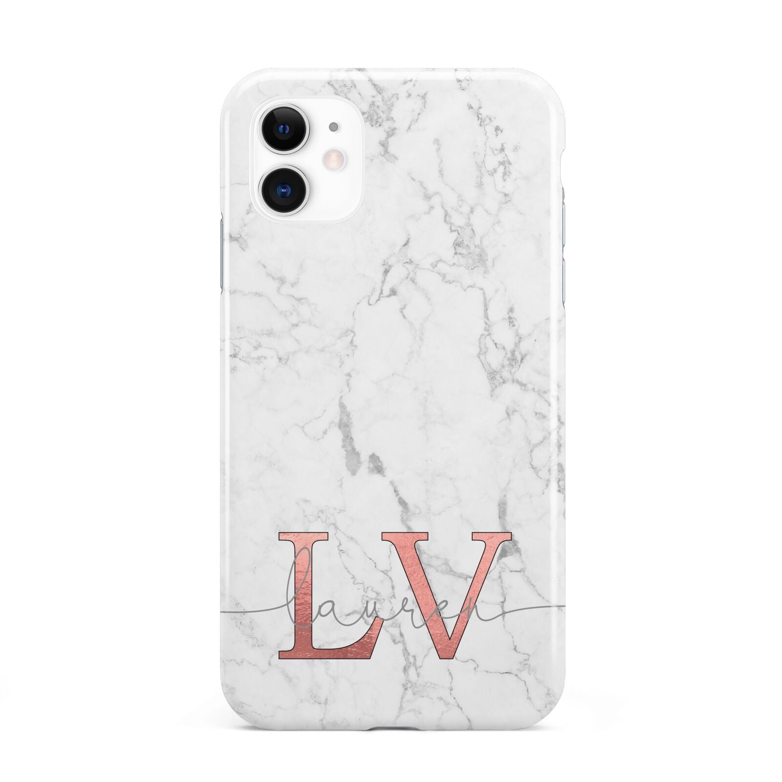 Personalised Marble with Rose Gold Initials iPhone 11 3D Tough Case