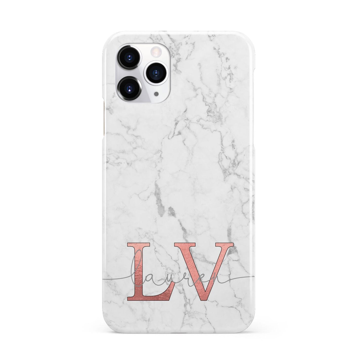 Personalised Marble with Rose Gold Initials iPhone 11 Pro 3D Snap Case