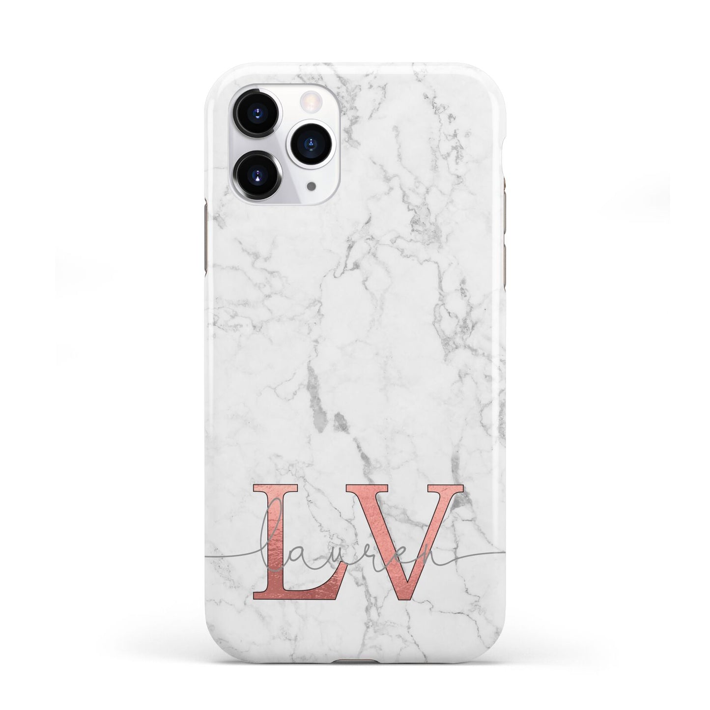 Personalised Marble with Rose Gold Initials iPhone 11 Pro 3D Tough Case