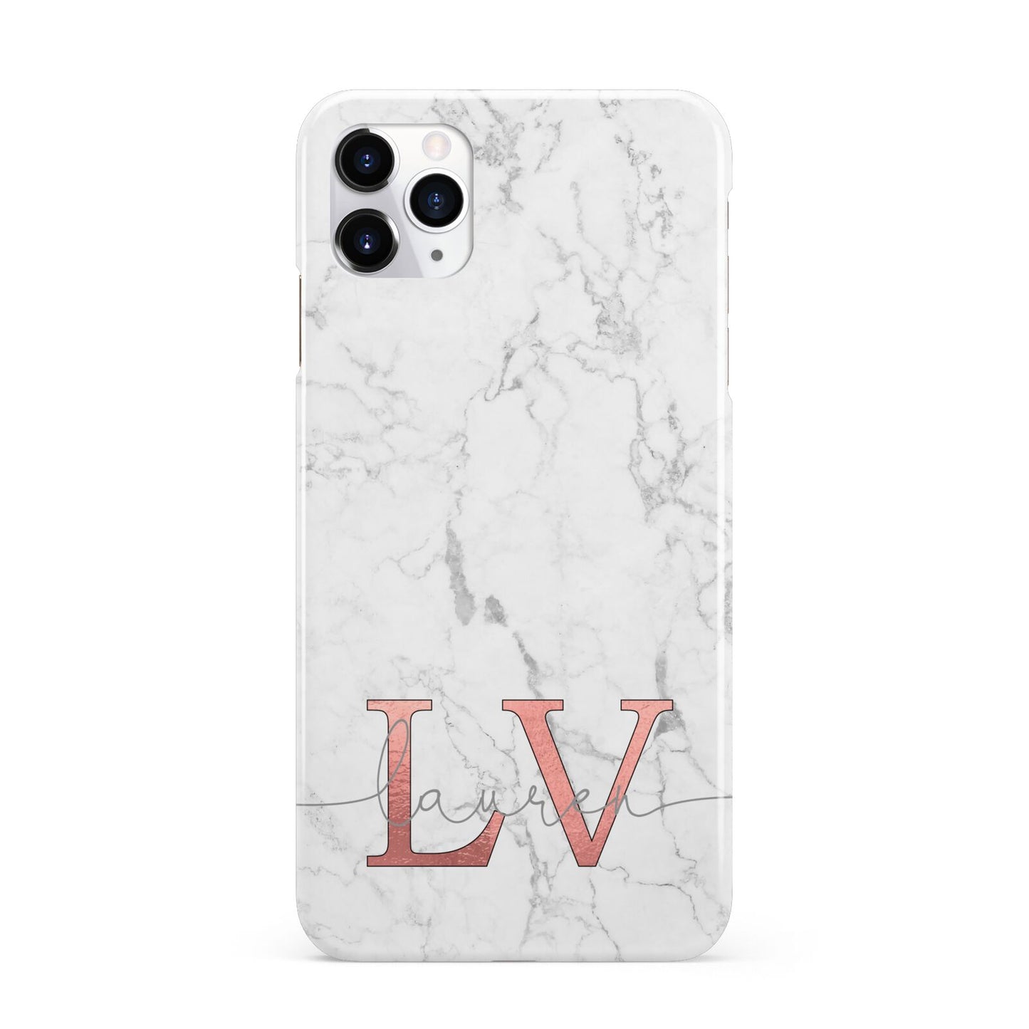 Personalised Marble with Rose Gold Initials iPhone 11 Pro Max 3D Snap Case