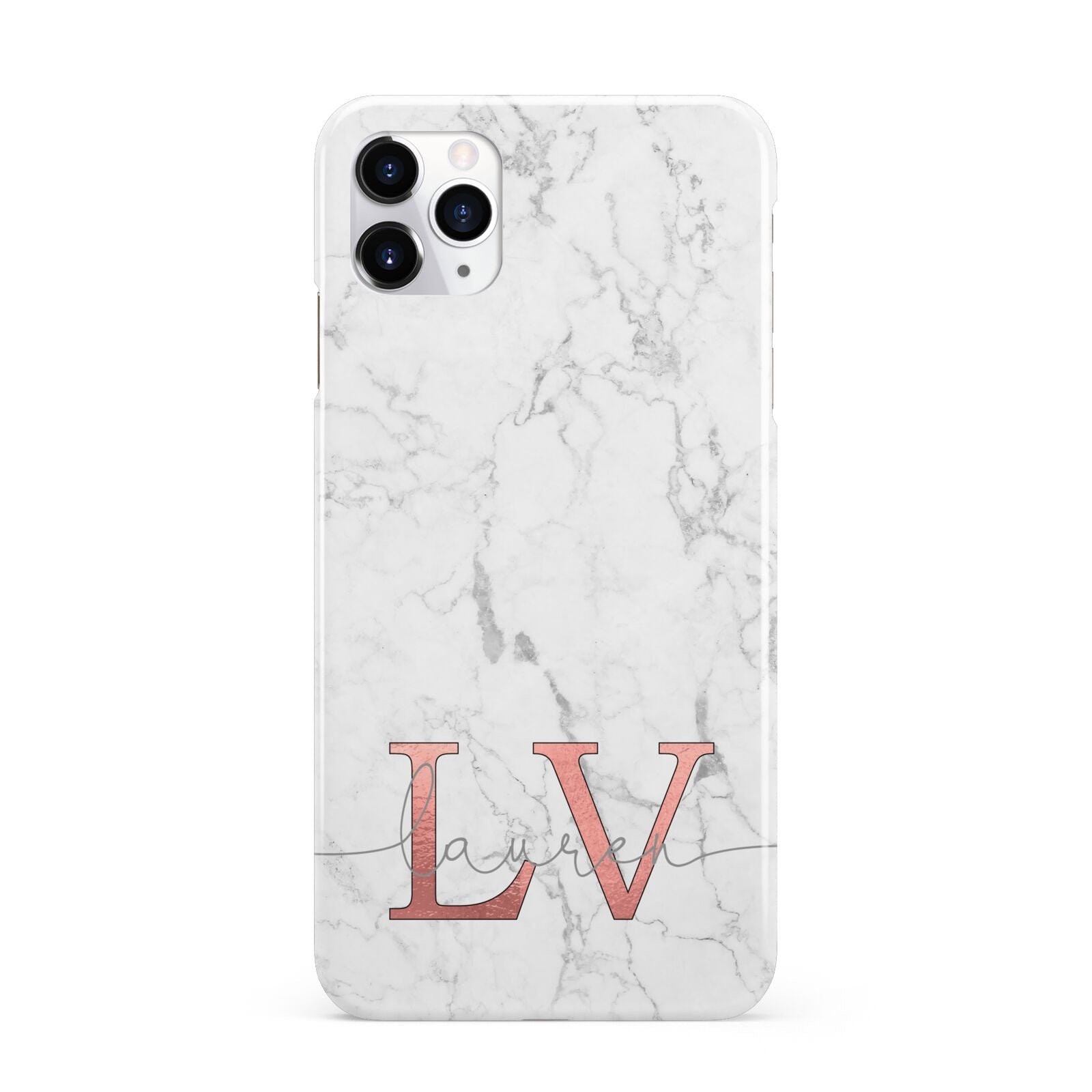 Personalised Marble with Rose Gold Initials iPhone 11 Pro Max 3D Snap Case