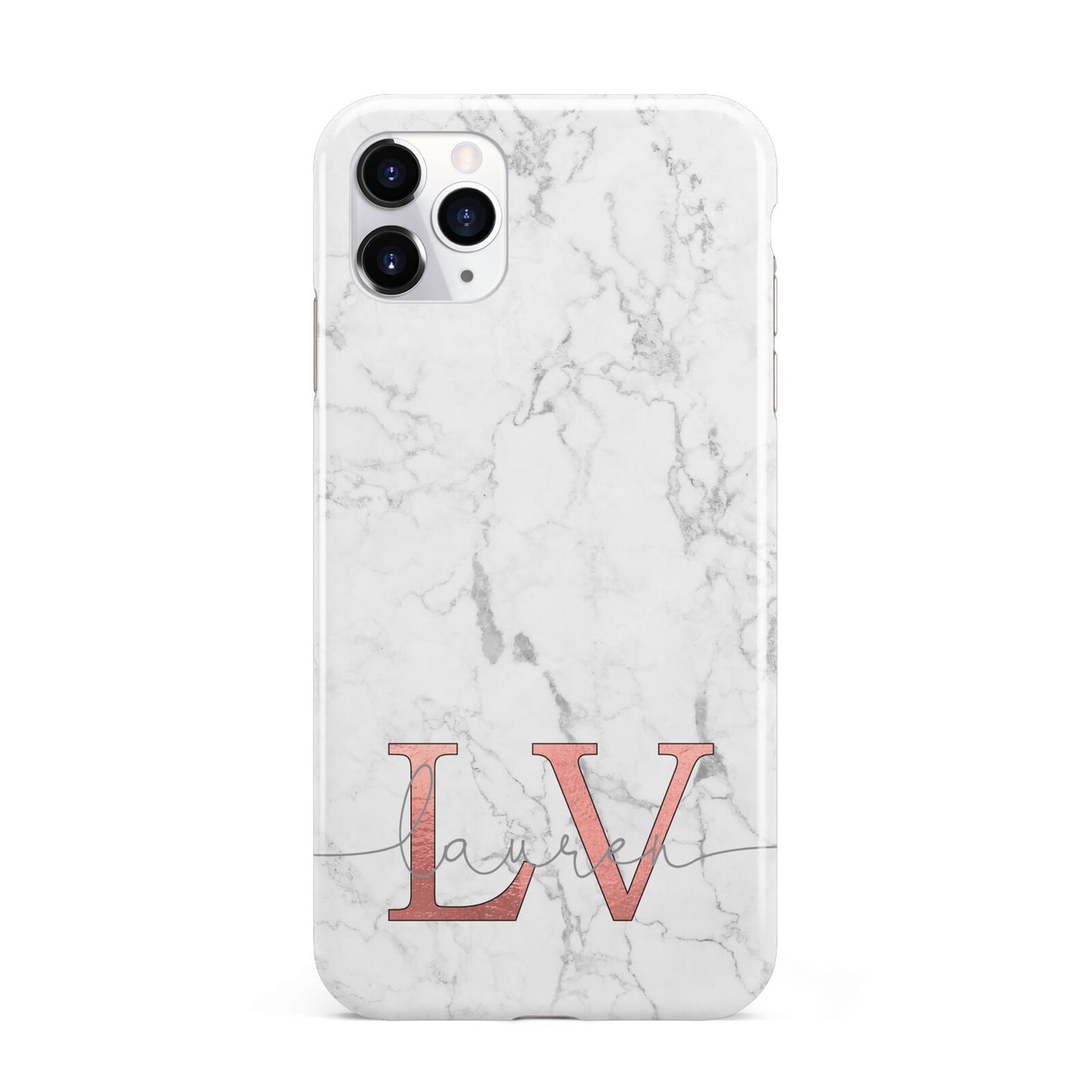 Personalised Marble with Rose Gold Initials iPhone 11 Pro Max 3D Tough Case