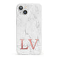 Personalised Marble with Rose Gold Initials iPhone 13 Clear Bumper Case