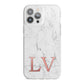 Personalised Marble with Rose Gold Initials iPhone 13 Pro Max TPU Impact Case with White Edges