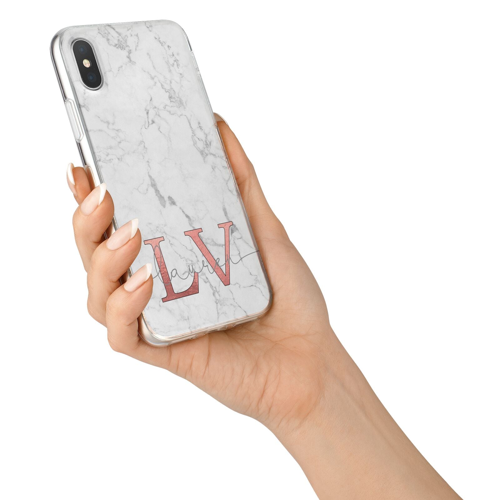 Personalised Marble with Rose Gold Initials iPhone X Bumper Case on Silver iPhone Alternative Image 2