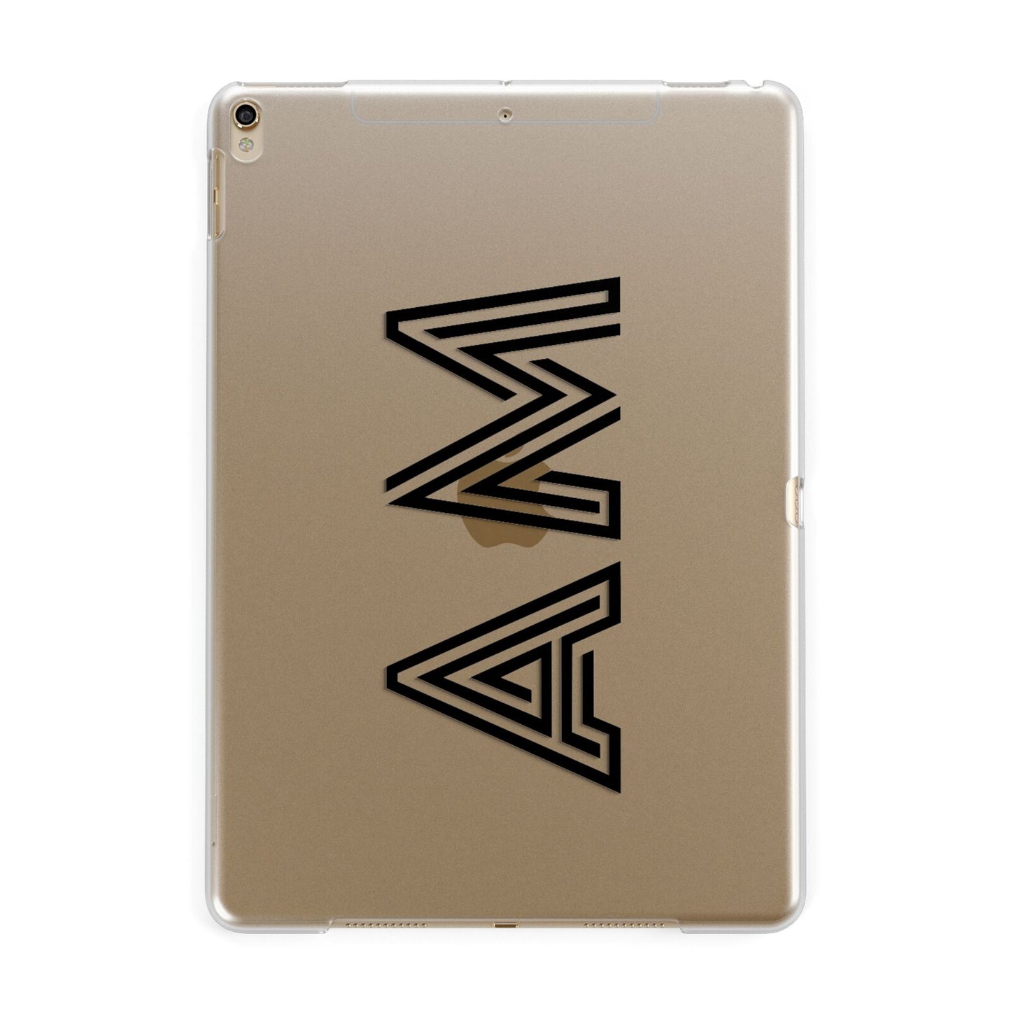 Personalised Maze Initials Clear Custom Black Apple iPad Gold Case