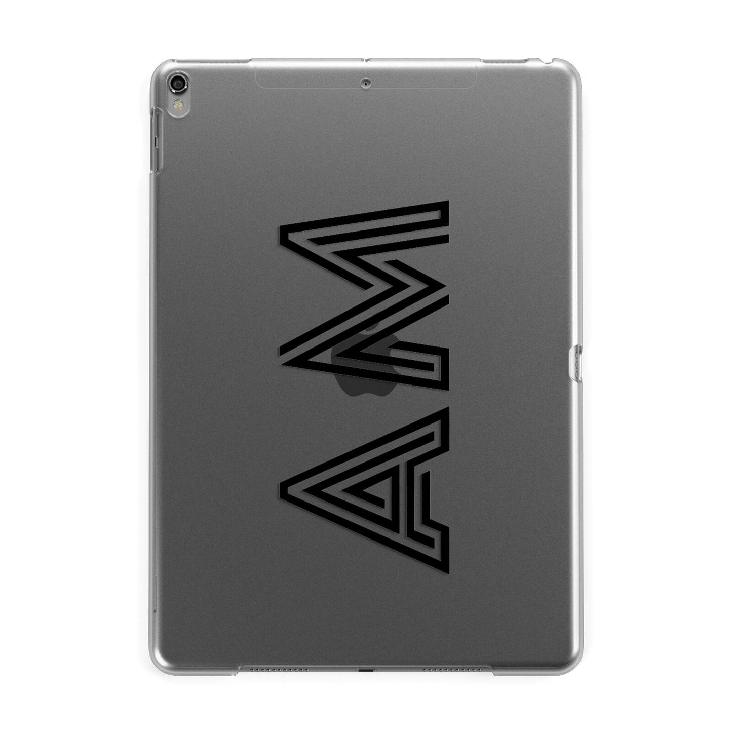 Personalised Maze Initials Clear Custom Black Apple iPad Grey Case