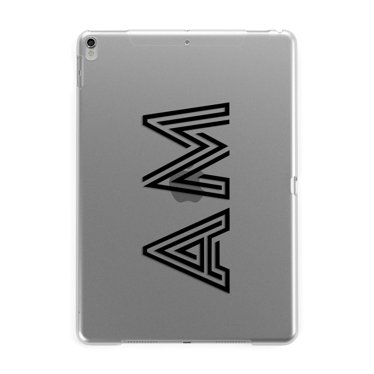 Personalised Maze Initials Clear Custom Black Apple iPad Silver Case
