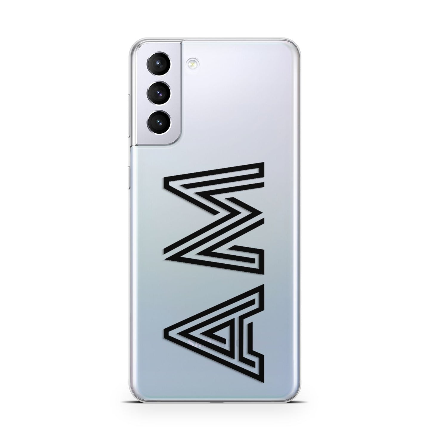 Personalised Maze Initials Clear Custom Black Samsung S21 Plus Phone Case